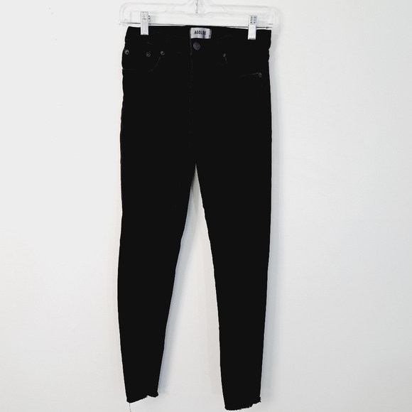 AGOLDE Black‎ Stretch Mid Rise Raw Hem Skinny Jeans - Picture 1 of 9
